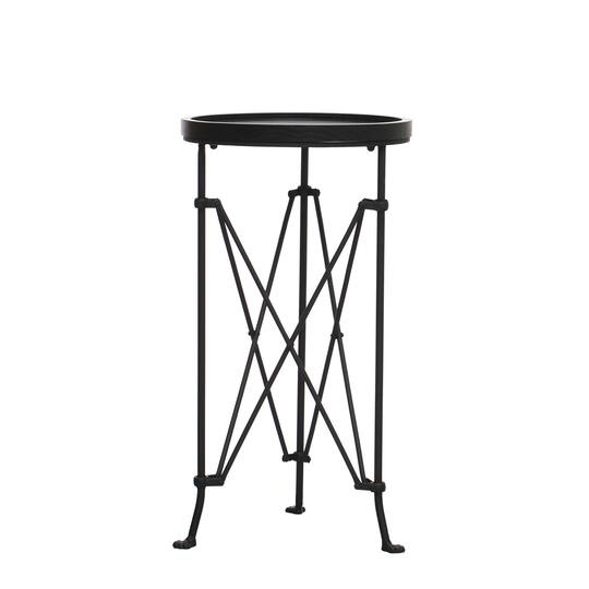 Hello Honey® 2ft. Black Wood Top Modern Round Metal Accent Table